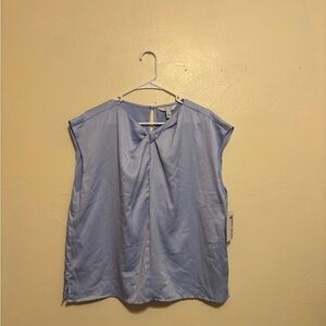 Nine West Blue Sleeveless Tie Front Blouse